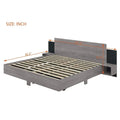 Modern King Size Wooden Floating Bed Frame with Nightstand and LED - Slatted Support Design