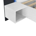 Modern King Size Wooden Floating Bed Frame with Nightstand and LED - Slatted Support Design