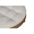 Spacious Round Waterproof Ottoman Coffee Table - 2-Tier Oversized Button-Tufted Design with Wooden Upholstery