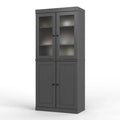 Palace Imports Solid Wood Pantry Cabinet with Frosted Glass and Solid Doors, Featuring 2 Drawers and Adjustable Shelves