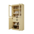 Palace Imports Solid Wood Pantry Cabinet with Frosted Glass and Solid Doors, Featuring 2 Drawers and Adjustable Shelves