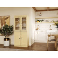 Palace Imports Solid Wood Pantry Cabinet with Frosted Glass and Solid Doors, Featuring 2 Drawers and Adjustable Shelves
