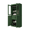 Palace Imports Solid Wood Pantry Cabinet with Frosted Glass and Solid Doors, Featuring 2 Drawers and Adjustable Shelves
