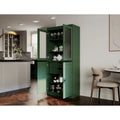 Palace Imports Solid Wood Pantry Cabinet with Frosted Glass and Solid Doors, Featuring 2 Drawers and Adjustable Shelves