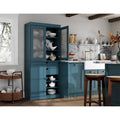 Palace Imports Solid Wood Pantry Cabinet with Frosted Glass and Solid Doors, Featuring 2 Drawers and Adjustable Shelves