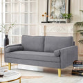Elegant 65-Inch Orange Polyester 2-Seater Loveseat with Side Pockets and Round Cushions