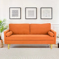 Elegant 65-Inch Orange Polyester 2-Seater Loveseat with Side Pockets and Round Cushions