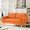 Elegant 65-Inch Orange Polyester 2-Seater Loveseat with Side Pockets and Round Cushions