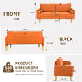 Elegant 65-Inch Orange Polyester 2-Seater Loveseat with Side Pockets and Round Cushions