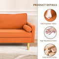 Elegant 65-Inch Orange Polyester 2-Seater Loveseat with Side Pockets and Round Cushions
