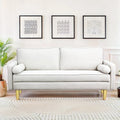 Elegant 65-Inch Orange Polyester 2-Seater Loveseat with Side Pockets and Round Cushions
