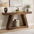 55-Inch Farmhouse Wooden Console Sofa Table with Storage - Dimensions: 11.81" D x 55.12" W x 31.5" H