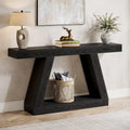 55-Inch Farmhouse Wooden Console Sofa Table with Storage - Dimensions: 11.81" D x 55.12" W x 31.5" H