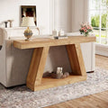 55-Inch Farmhouse Wooden Console Sofa Table with Storage - Dimensions: 11.81" D x 55.12" W x 31.5" H
