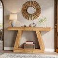 55-Inch Farmhouse Wooden Console Sofa Table with Storage - Dimensions: 11.81" D x 55.12" W x 31.5" H