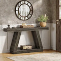 55-Inch Farmhouse Wooden Console Sofa Table with Storage - Dimensions: 11.81" D x 55.12" W x 31.5" H