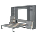Contemporary Queen Murphy Bed with Integrated Closet and Storage Drawers