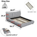 Light Grey King Size Luxury Upholstered Platform Bed with Removable Cushions and Sturdy Wooden Frame
