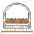 Gray Twin Bed with Arched Canopy and Trundle