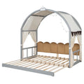 Gray Twin Bed with Arched Canopy and Trundle