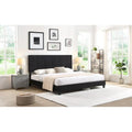 Tufted Headboard Black King Linen Bed