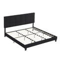 Tufted Headboard Black King Linen Bed