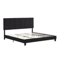 Tufted Headboard Black King Linen Bed