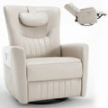 Beige Power Recliner Chair with 270° Swivel, Rocking Function, Lumbar & Neck Support Pillow, USB and Type-C Charging Ports