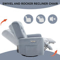 Beige Power Recliner Chair with 270° Swivel, Rocking Function, Lumbar & Neck Support Pillow, USB and Type-C Charging Ports