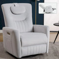 Beige Power Recliner Chair with 270° Swivel, Rocking Function, Lumbar & Neck Support Pillow, USB and Type-C Charging Ports