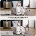Beige Power Recliner Chair with 270° Swivel, Rocking Function, Lumbar & Neck Support Pillow, USB and Type-C Charging Ports