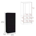 30.9-Inch Contemporary Double-Door Armoire with Two Drawers and Hanging Rod for Bedroom Storage