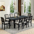 7-Piece Extendable Wooden Dining Table Set in Black and Gray with 6 Chairs
