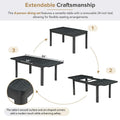 7-Piece Extendable Wooden Dining Table Set in Black and Gray with 6 Chairs