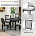 7-Piece Extendable Wooden Dining Table Set in Black and Gray with 6 Chairs