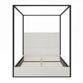 Contemporary Luxe Metal Canopy Bed Featuring a High Upholstered Headboard