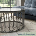 Lars Contemporary Round Coffee Table with Marble Top and Sturdy Metal Base by Furniture of America