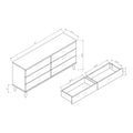 Denhour DH BASIC 47-Inch Wide Mid-Century Modern Distressed Grey 6-Drawer Dresser with Knobs