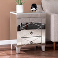 SEI Furniture Churchill Mid-Century Modern Mirrored Side Table with Storage Compartment