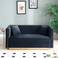 Modern Velvet Loveseat with Vertical Channel Tufting - 61.4 x 28 x 28 inches