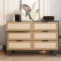 6-Drawer Rattan Wood Dresser