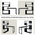 Modern Computer Desk with 5-Tier Shelves – Space-Saving Rotatable Workstation