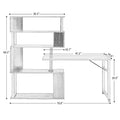 L-Shaped Corner Computer Desk with Rotating Features and 5-Tier Bookshelf for Home Office