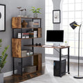 L-Shaped Corner Computer Desk with Rotating Features and 5-Tier Bookshelf for Home Office
