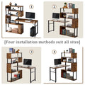 Modern Computer Desk with 5-Tier Shelves – Space-Saving Rotatable Workstation