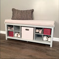 John Louis Home Grey Solid Wood Entryway Bench with Dual Shoe Storage and One Bin