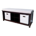 John Louis Home Espresso Solid Wood Entryway Bench with 4 Shoe Cubbies