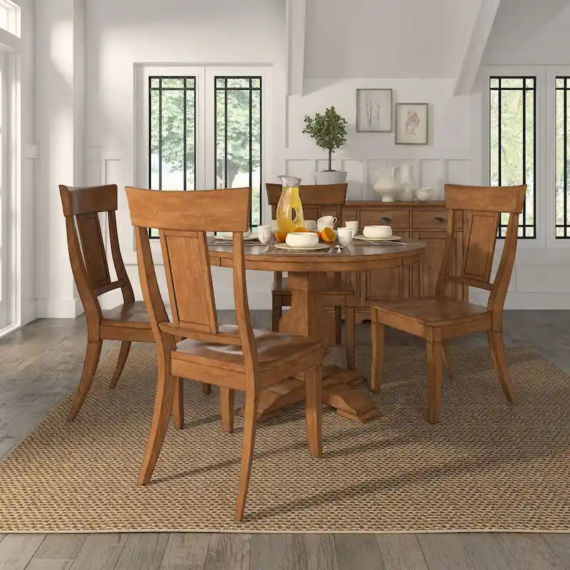 Set of 2 Ronda Wooden Dining Chairs with Panel Back