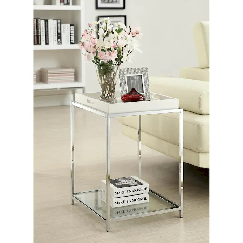 Palm Beach End Table with Shelf and Detachable Trays by Convenience Concepts
