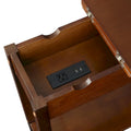 American Heritage Flip Top End Table with Charging Station and Shelf by Convenience Concepts